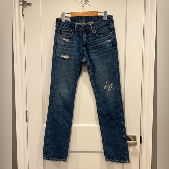 Abercrombie & Fitch Blue Skinny Jeans with Distressed Details - Picture 1 of 16